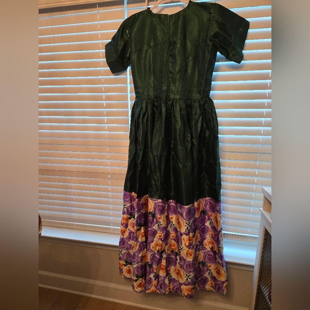 Ashley By 26 International Green and Purple Floral Dress - Picture 3 of 4